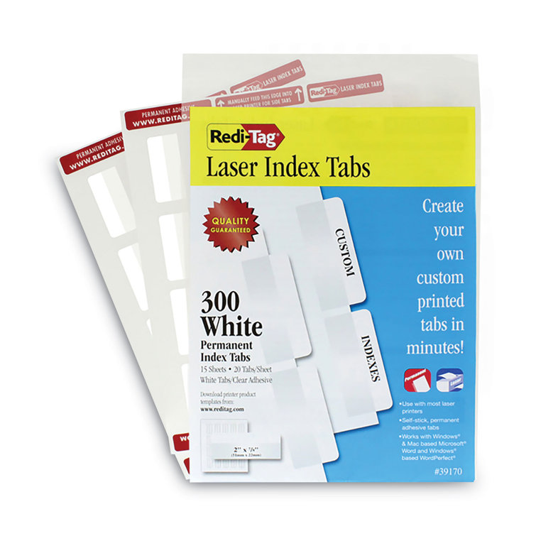 REDITAG CORPORATION RediTag® Printable Laser Index Tabs Plastic File